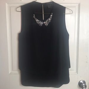 Black tank top jeweled collar
